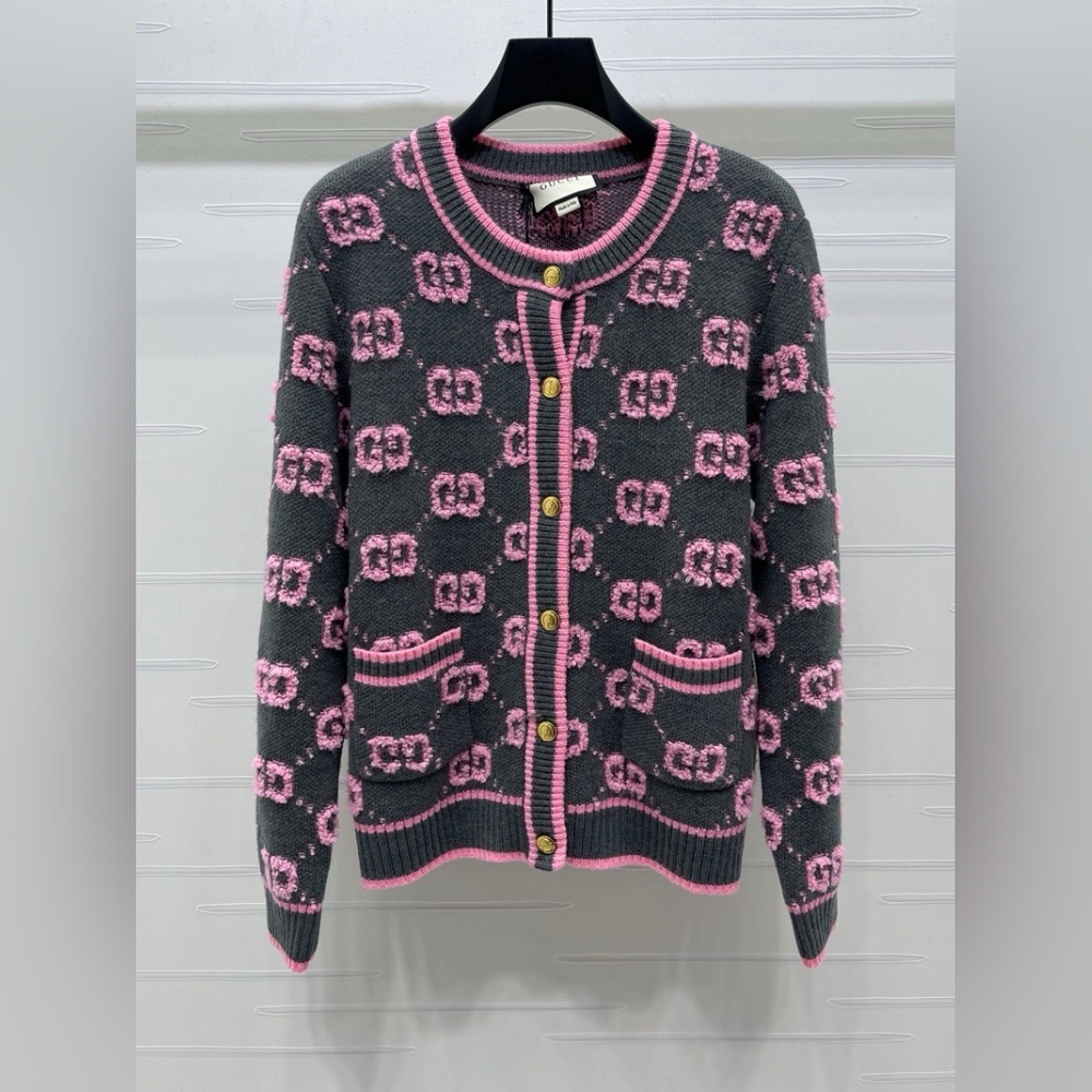 Gucci GG Knit Cardigan with Gold Buttons